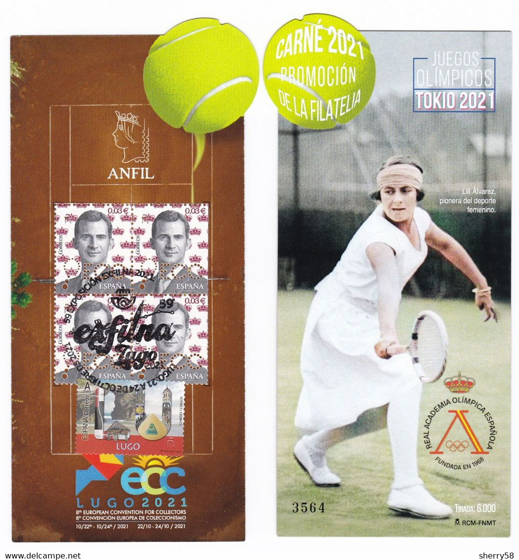 2021-ED. 5529CP Carné De Promoción De La Filatelia - Exfilna- ECC Lugo 2021. Juegos Olímpicos Tokio 2021. Lili Álvarez. - Used Stamps