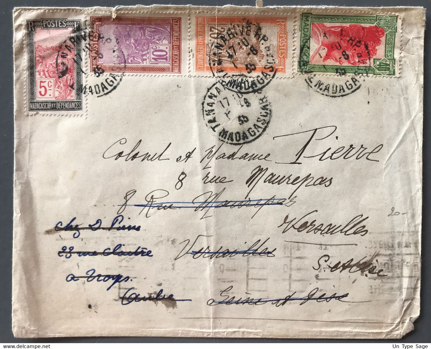 Madagascar, Divers Sur Enveloppe TAD TANANARIVE 1.8.1935 - (B3730) - Lettres & Documents