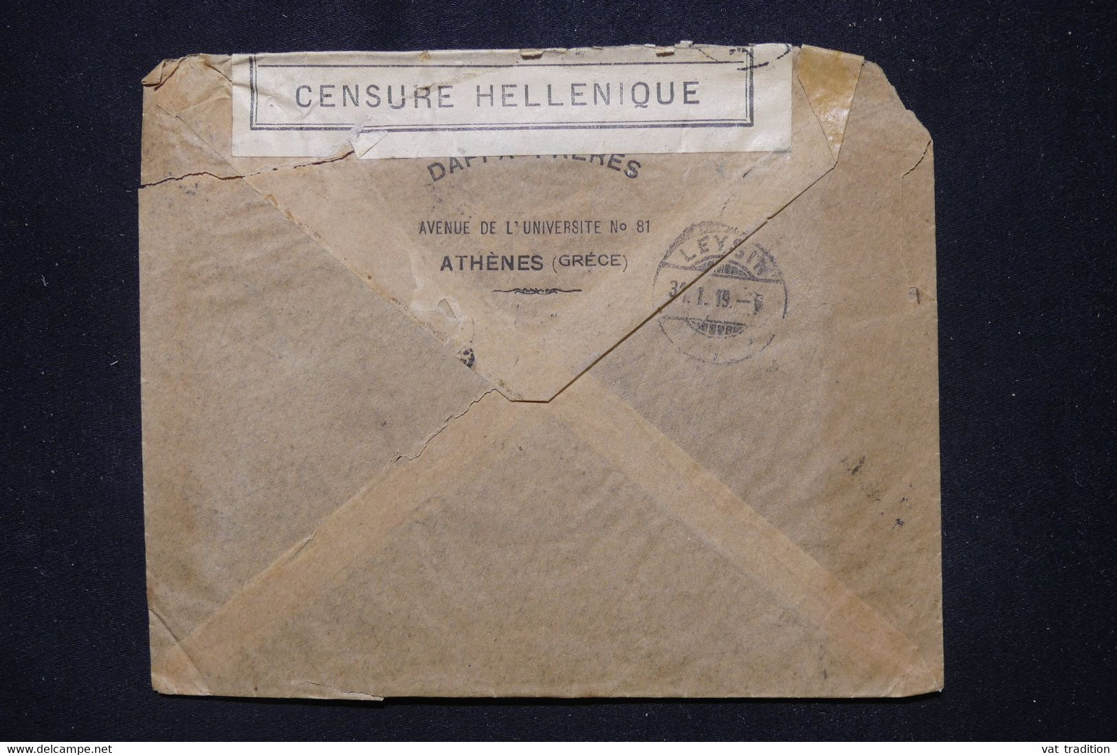 GRECE - Enveloppe Commerciale D'Athènes Pour La Suisse En 1919 Via Milano Avec Contrôle Postal - L 111455 - Covers & Documents