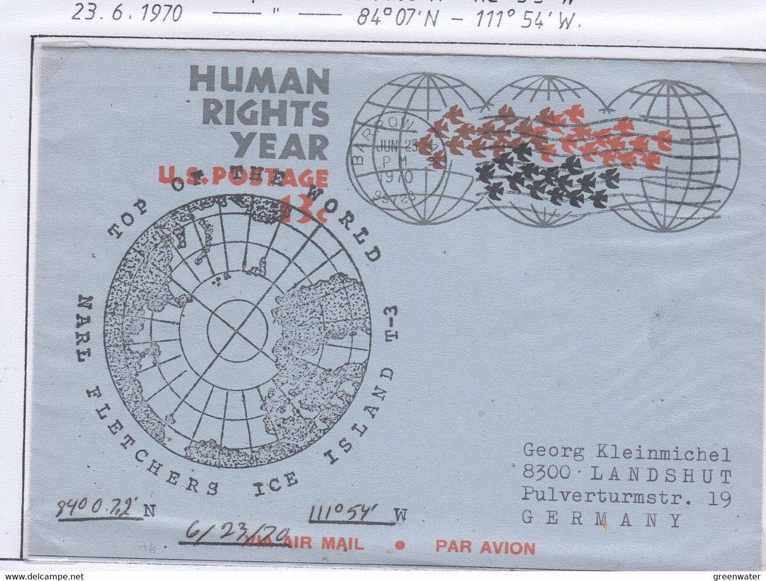 USA Driftstation ICE-ISLAND T-3 Cover  Ice Island T-3 Periode 4 Ca JUN 25 1970 (DR132C) - Scientific Stations & Arctic Drifting Stations