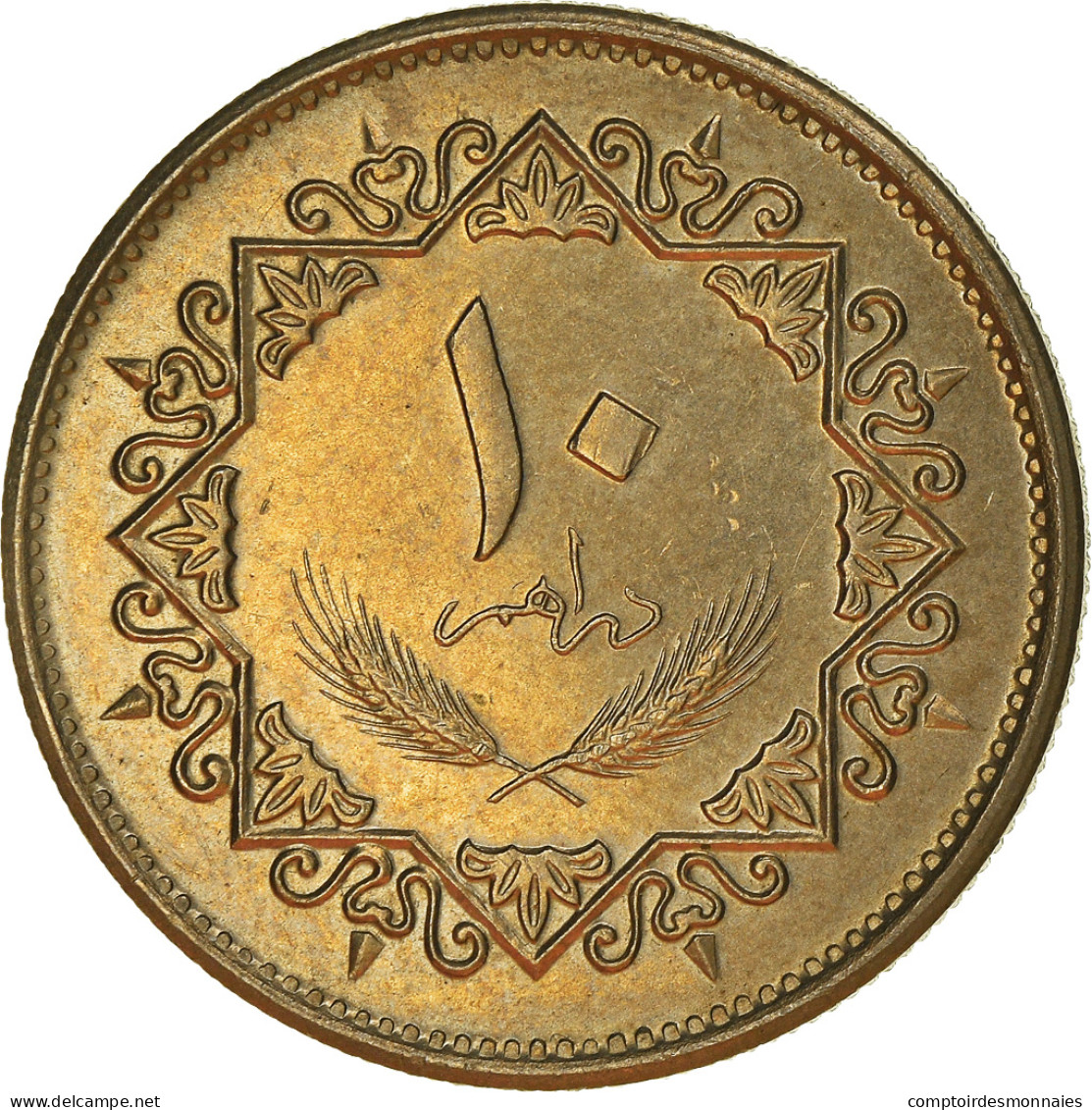 Monnaie, Libya, 10 Dirhams, 1975, TB+, Copper-Nickel Clad Steel, KM:14 - Libia