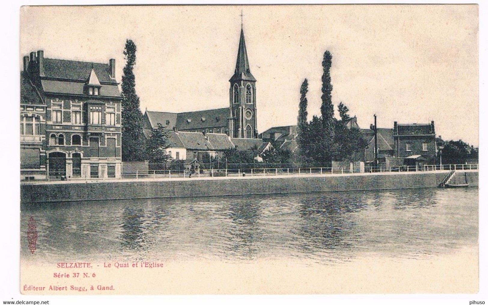 B-8556   ZELZATE : Le Quai Et L'Eglise - Zelzate