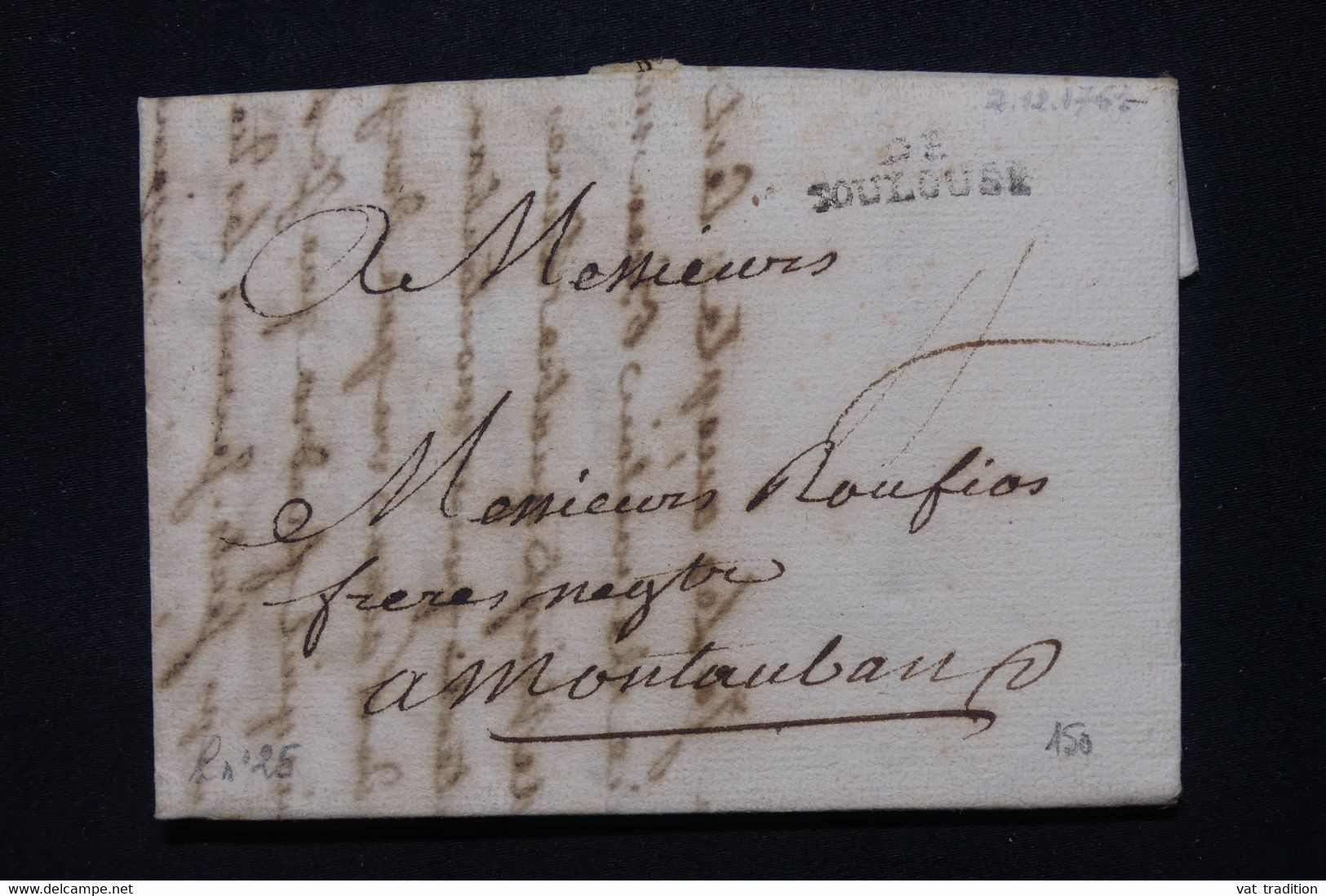 FRANCE - Marque Postale De Toulouse Sur Lettre Pour Montauban En 1763 - L 111485 - 1701-1800: Précurseurs XVIII