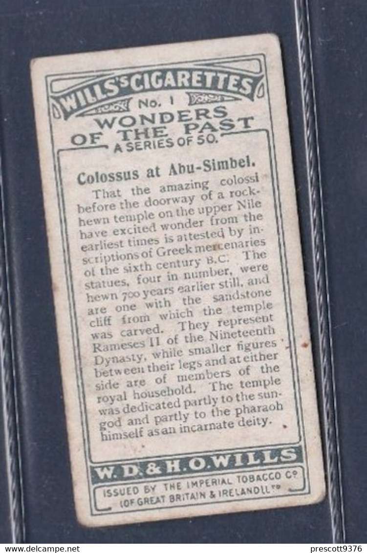 Wonders Of The Past 1926 - 1 Colossus At Abu Simbel -  Wills Cigarette Card - Original  - - Wills