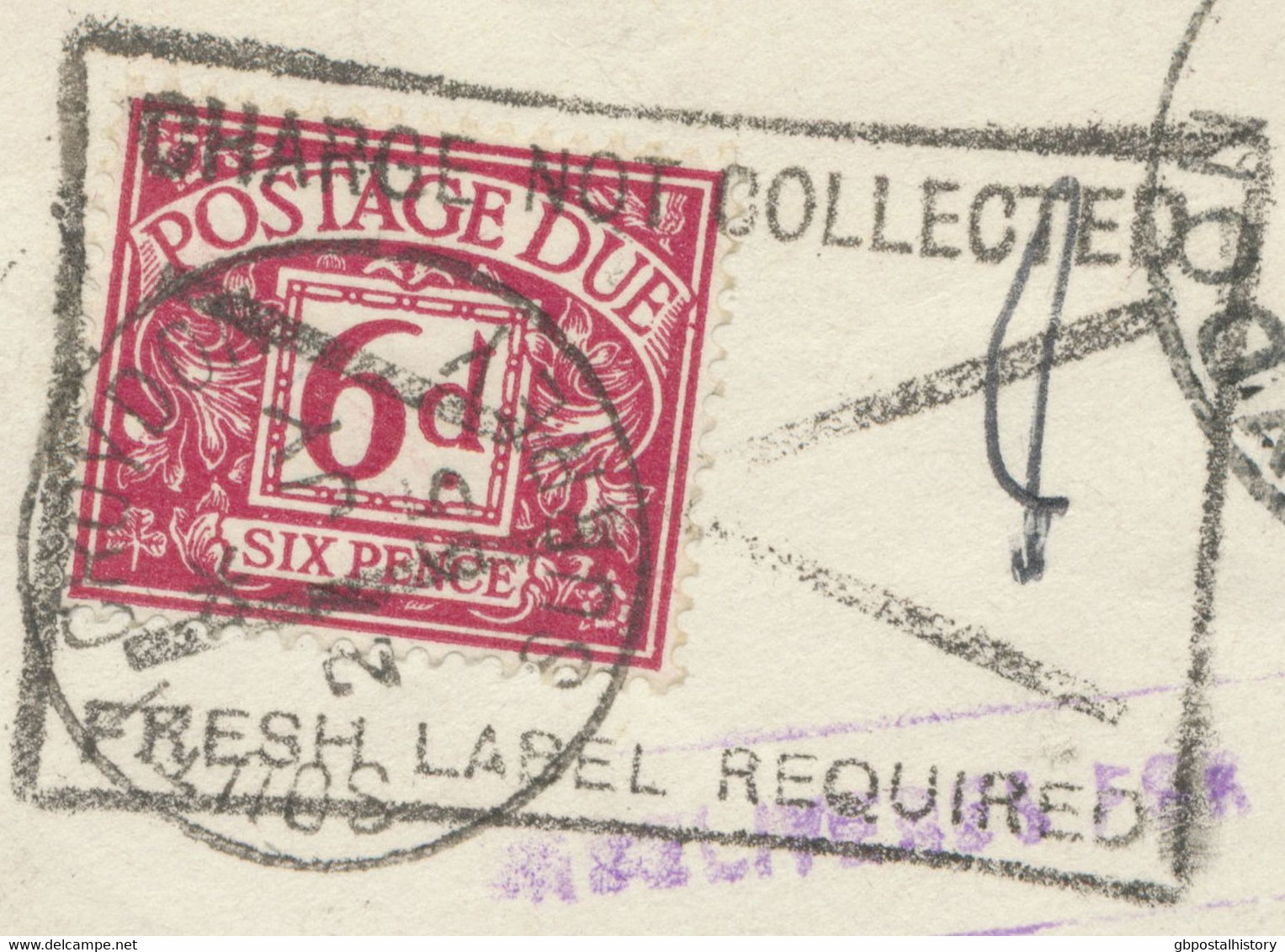 GB 1965 Superb Unpaid Cover W Skeleton Postmark „CROYDON / SURREY“ (29mm), Also Postage Due 6d CHARGE NOT COLLECTED - Portomarken