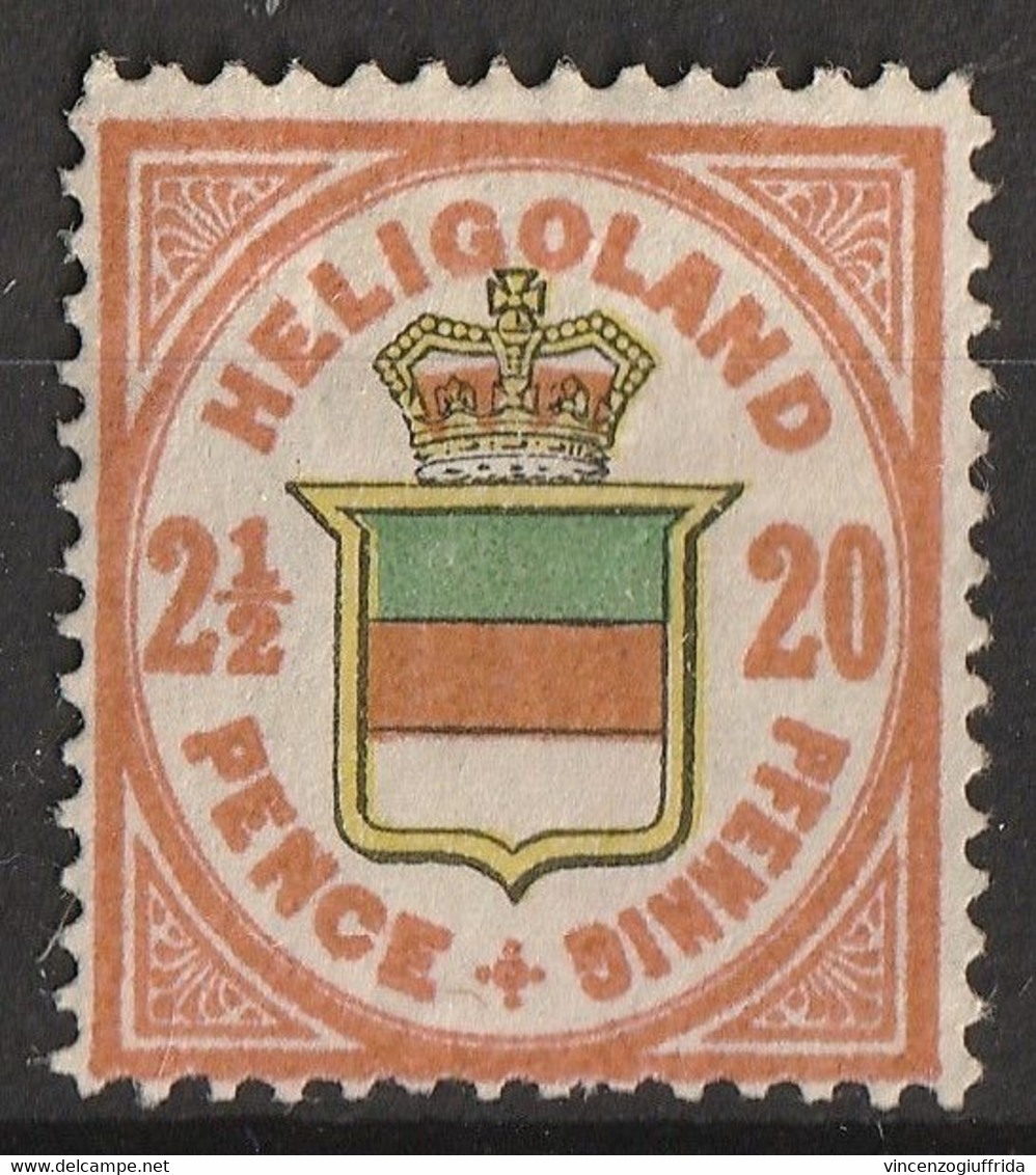 Heligoland 1876  Stemma Tricolore Al Centro 2½/20P/Pf -Unificato N.17/A  MNH - Heligoland