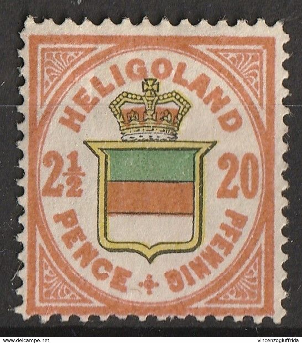 Heligoland 1876  Stemma Tricolore Al Centro 2½/20P/Pf -Unificato N.17/A  MNH - Héligoland