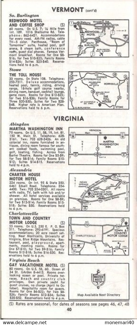 ÉTATS-UNIS - MASTER HOST DIRECTORY (TEXAS) - HIVER ET PRINTEMPS 1965-1966.