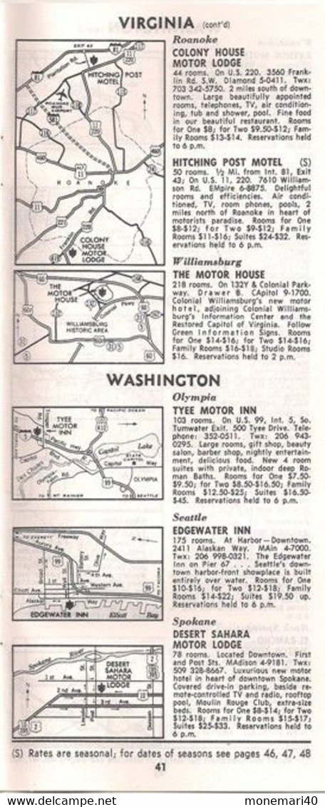 ÉTATS-UNIS - MASTER HOST DIRECTORY (TEXAS) - HIVER ET PRINTEMPS 1965-1966.