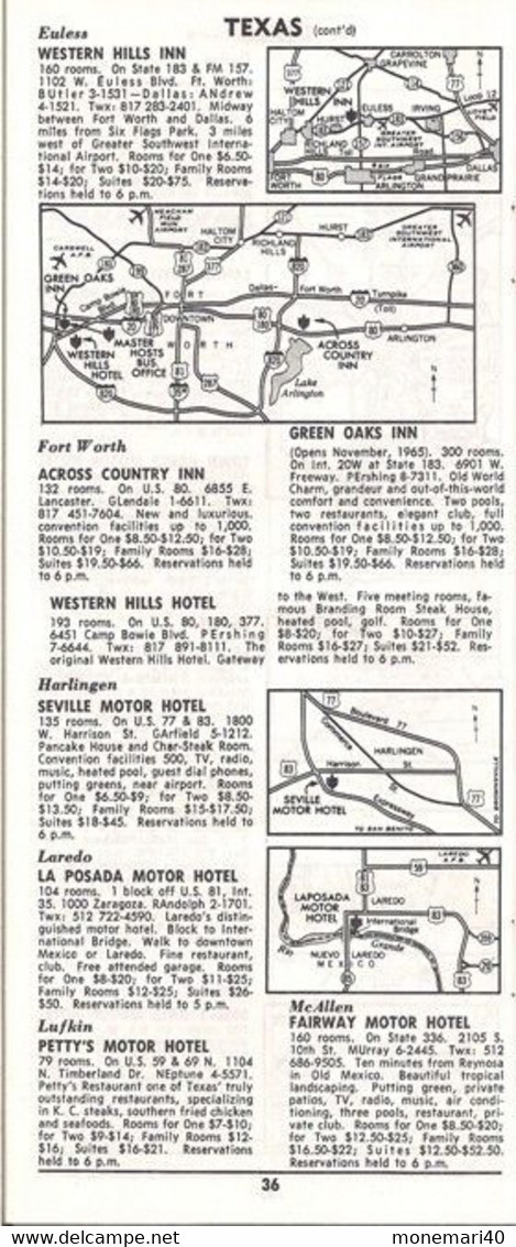 ÉTATS-UNIS - MASTER HOST DIRECTORY (TEXAS) - HIVER ET PRINTEMPS 1965-1966.