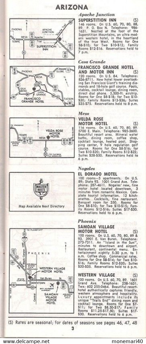 ÉTATS-UNIS - MASTER HOST DIRECTORY (TEXAS) - HIVER ET PRINTEMPS 1965-1966.