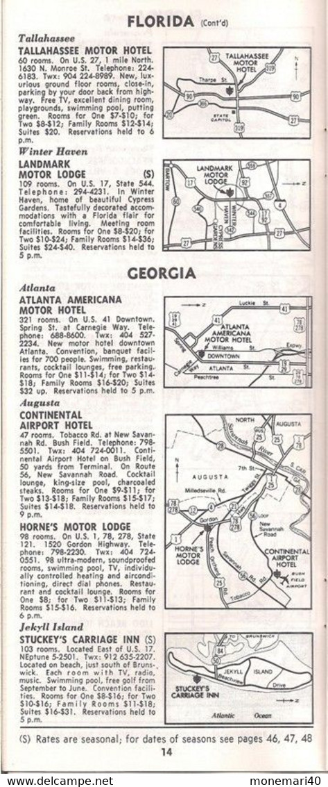 ÉTATS-UNIS - MASTER HOST DIRECTORY (TEXAS) - HIVER ET PRINTEMPS 1965-1966.