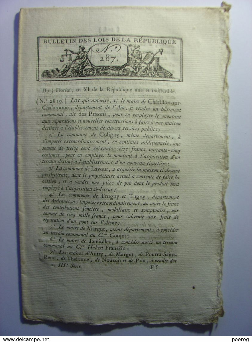BULLETIN DES LOIS De 1803 - BOYCOT ANGLETERRE GUERRE - FOIRES VIRIAT SAINT LUPICIN BEAULIEU POGNY CIEL SALERNES - Decretos & Leyes