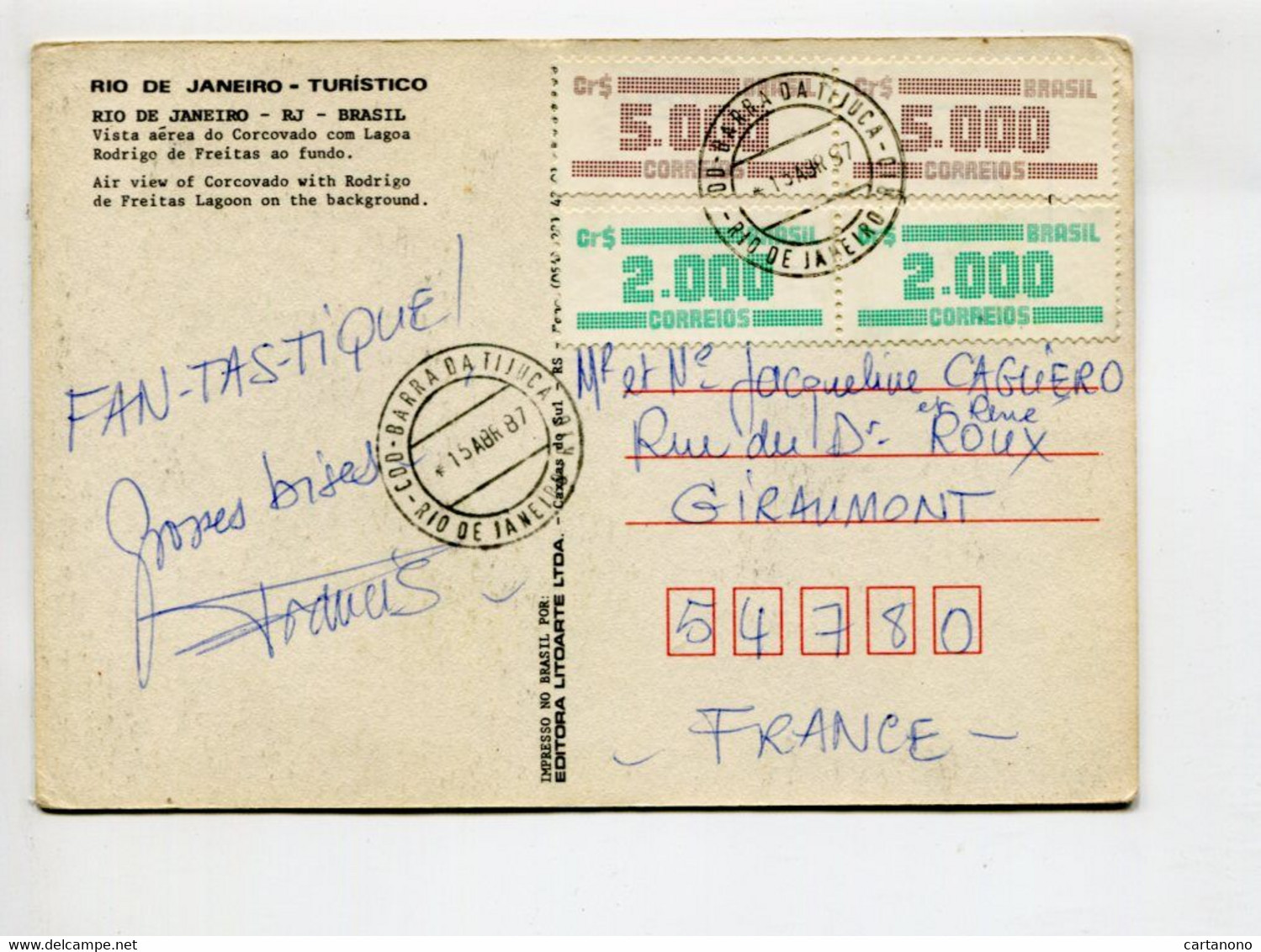 BRESIL  -  Affranchissement Sur Carte Postale - Other & Unclassified