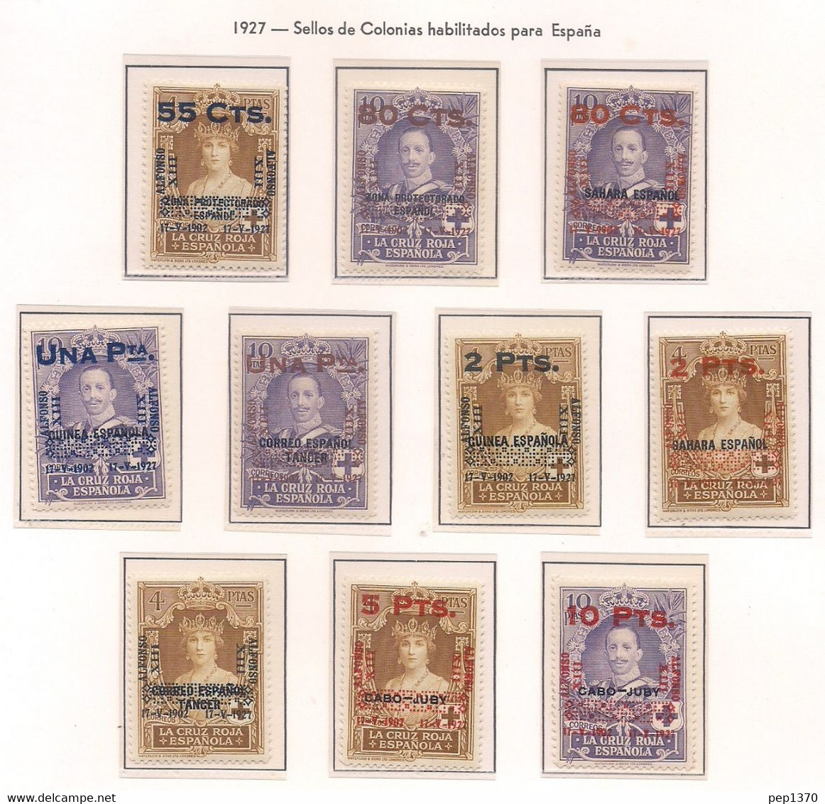 ESPAÑA 1927 - XXV ANIVERSARIO CORONACION ALFONSO XIII - HABILITADOS - EDIFIL 392/401** LUJO - LUXE - Nuevos