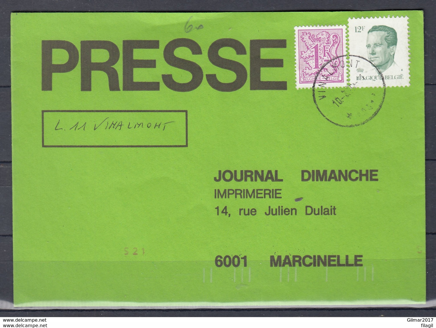 Pers Brief Van Vinalmont (sterstempel) Naar Marcinelle - 1981-1990 Velghe