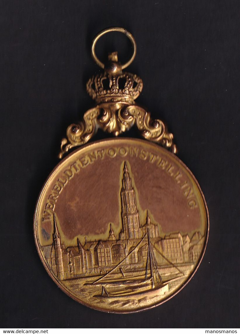 DDAA 694 - EXPOSITION INTERNATIONALE ANVERS 1894 - Médaille De 59 Mm (78 G) Avec Attache Couronnée - Touristisch