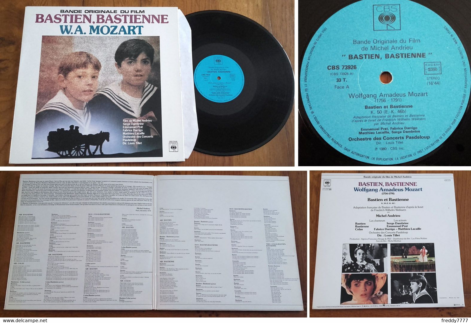 RARE French LP 33t RPM (12") BOF OST "BASTIEN, BASTIENNE" (gatefold P/s, 1985) - Musique De Films