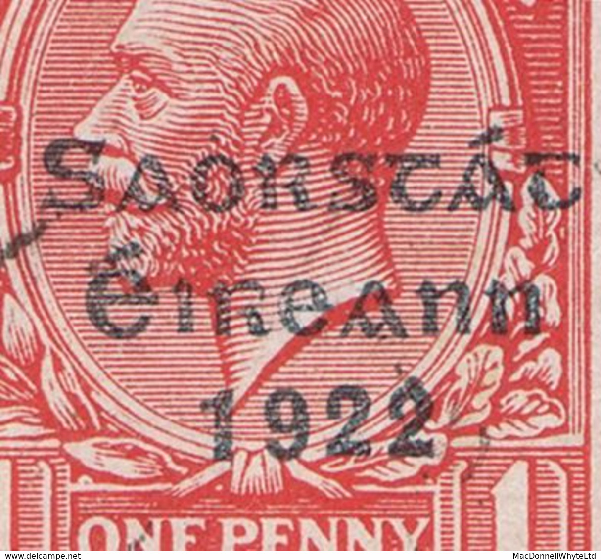 Ireland 1922-23 Thom Saorstat 3-line Overprint On 1d, Pale Dull Black Overprint, Pair Used On Piece, Light Cds Cancel - Used Stamps