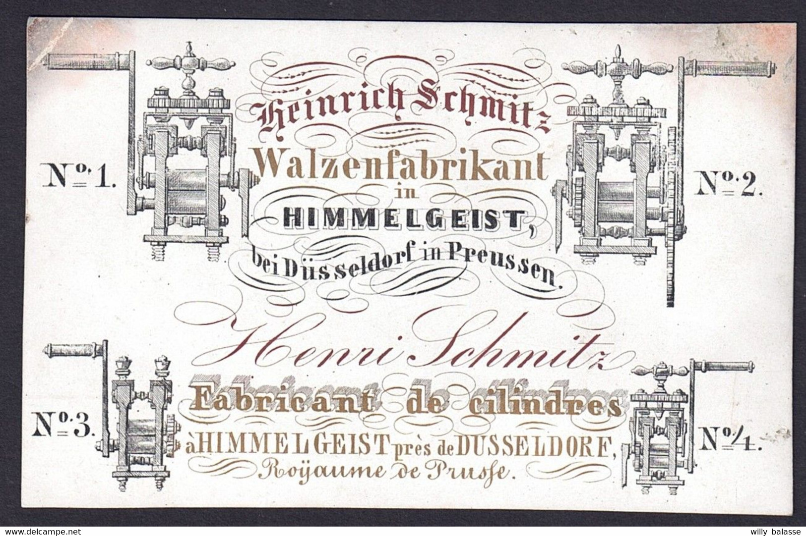 +++ Carte Porcelaine - Porselein Kaart - "Fabricant De Cilindres" - HIMMELGEIST - Dusseldorf  // - Cartes Porcelaine