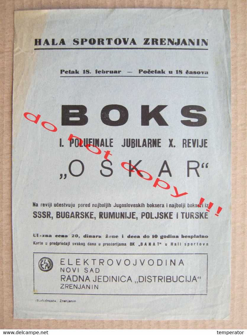 Serbia / Zrenjanin - Boks, Boxing Show: Yugoslavia, SSSR (Russia), Bulgaria, Romania, Poland, Turkey ( Flyer, Poster ) - Autres & Non Classés