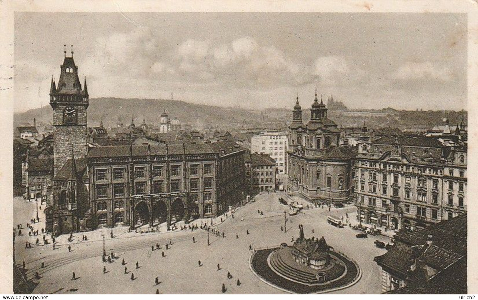 AK Prag Praha - Staromestske Namesti S Radnici A Husovym Pomnikum - Altstädter Ringplatz - 1936 (58599) - Tschechische Republik