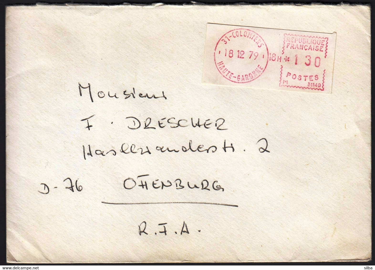 France 1979 / Coloniers / Franking Label, White, Red / Machine Stamp, Automat - 1969 Montgeron – Carta Bianca – Frama/Satas