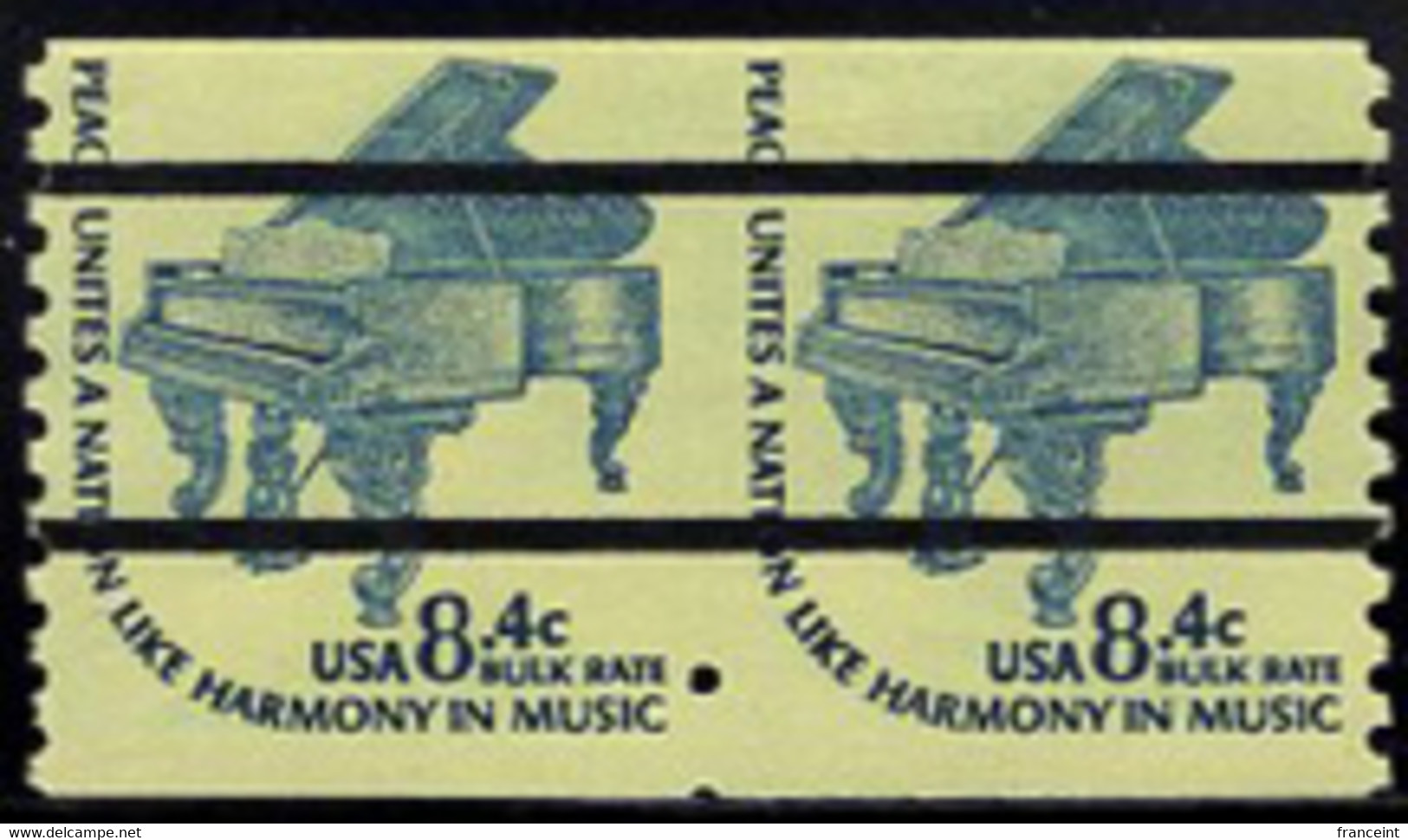 U.S.A.(1976) Piano. Coil Pair Partially Imperf Between (1 Pinhole). Scott No 1615Ce. - Errors, Freaks & Oddities (EFOs)