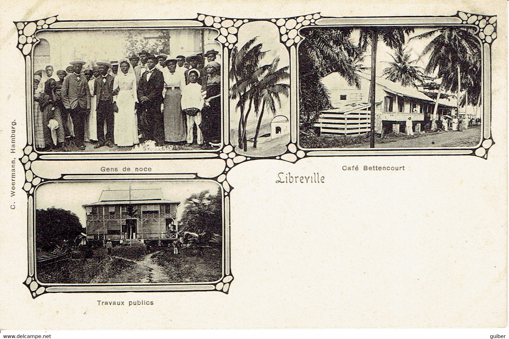 Libreville Gens De Noce Café Bettencourt Travaux Publics Belle Obliteratiion Congo Francais 1902 Voir Verso - Gabun