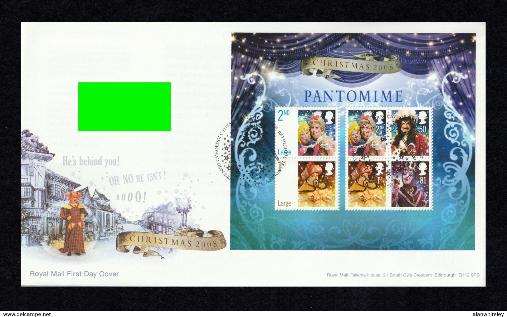 GREAT BRITAIN 2008 Christmas / Pantomimes: Miniature Sheet First Day Cover CANCELLED - 2001-2010 Em. Décimales