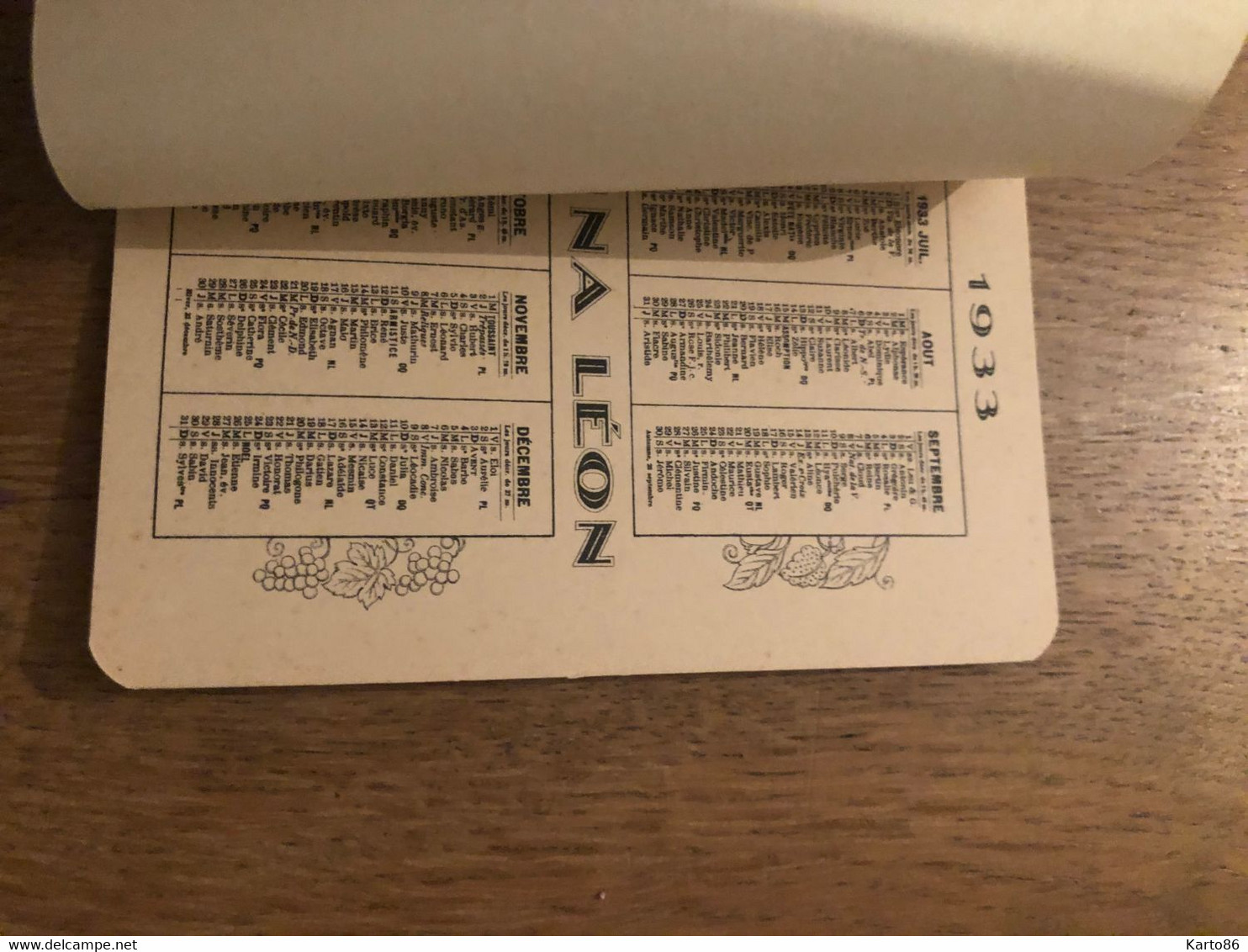 Petit Calendrier Publicitaire 1933 * KINA LEON Kina Léon Le Roi Des Apéritifs P. NOUAILLE Limoges * Calendar Almanach - Petit Format : 1921-40