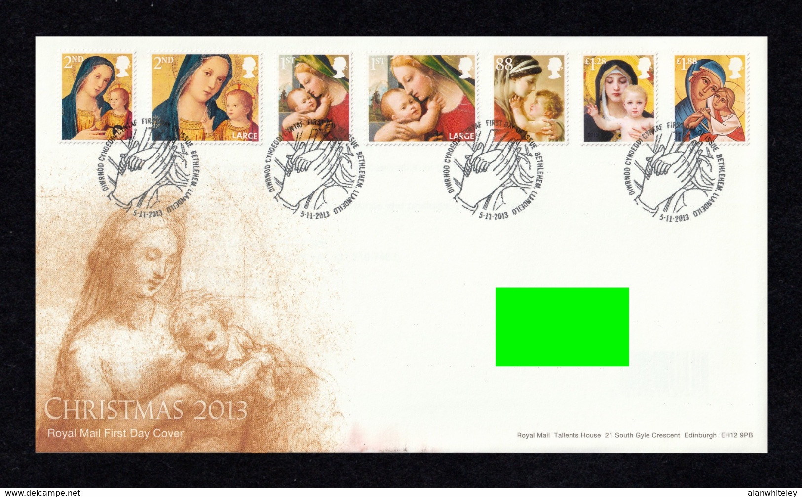 GREAT BRITAIN 2013 Christmas / Madonna & Child: First Day Cover CANCELLED - 2011-2020 Dezimalausgaben