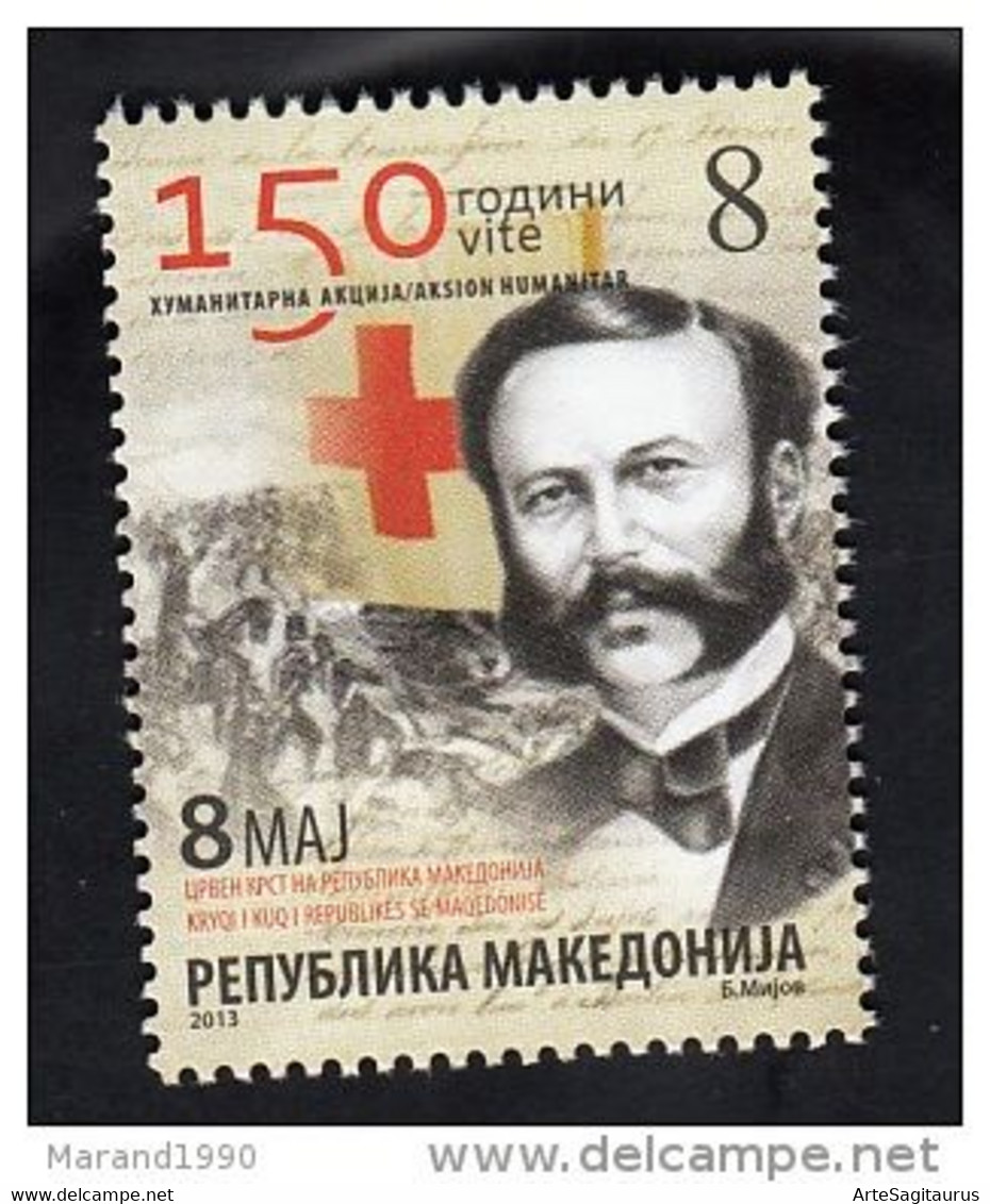 REPUBLIC OF MACEDONIA, 2013, STAMPS, RED CROSS, RC 165 - WORLD DAY + - Henry Dunant