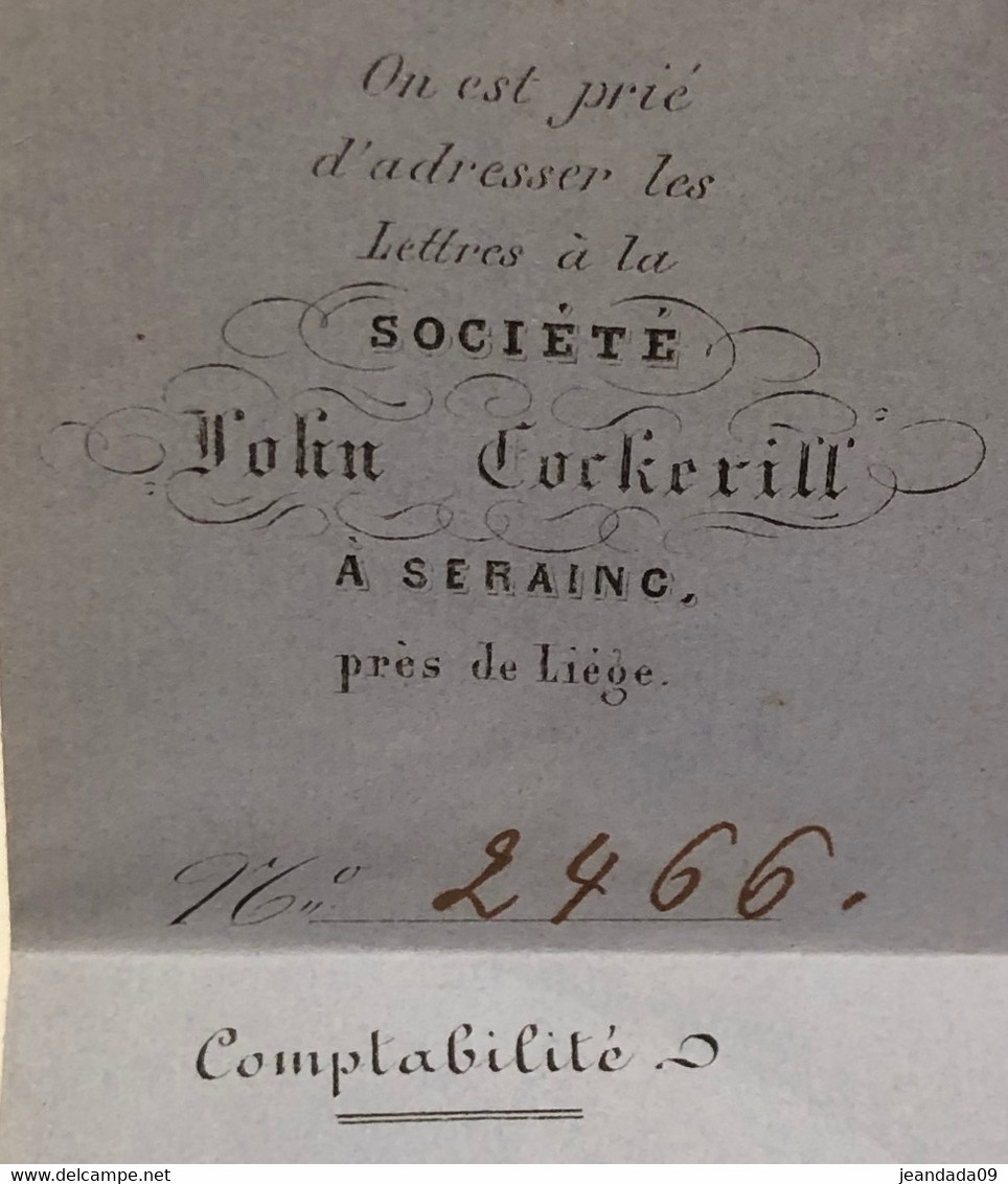 LAC John Cockerill Manuscrit 20 Seraing 3 Avril 1856 => Kralingen (Rotterdam) Pays-Bas Cachet Ambulant Nord 1 - 1851-1857 Medallions (6/8)