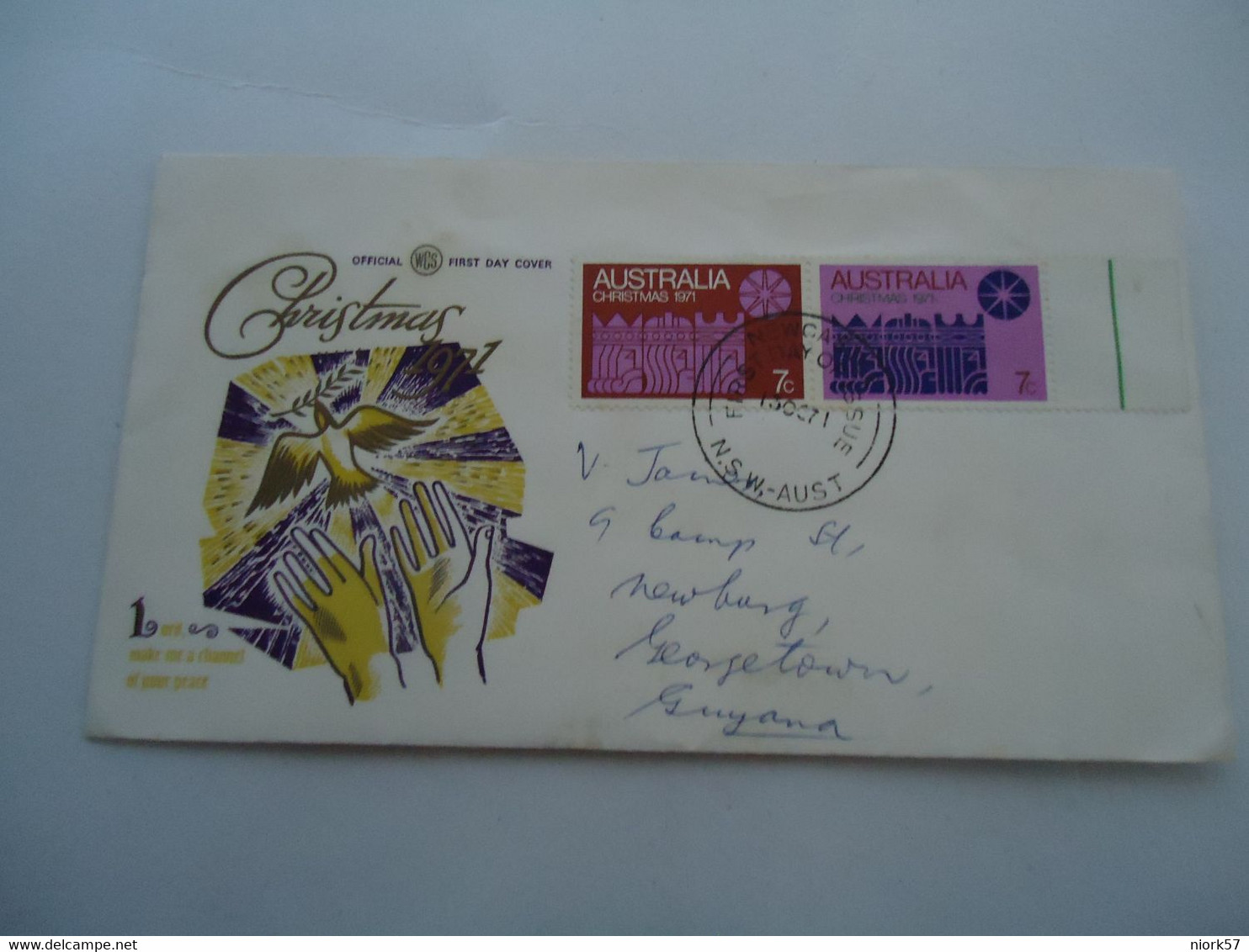 AUSTRALIA   FDC 1971   CHRISTMAS  1971  BACK SIDE  POSTMARK GUYANA - Zomer 2000: Sydney - Paralympics