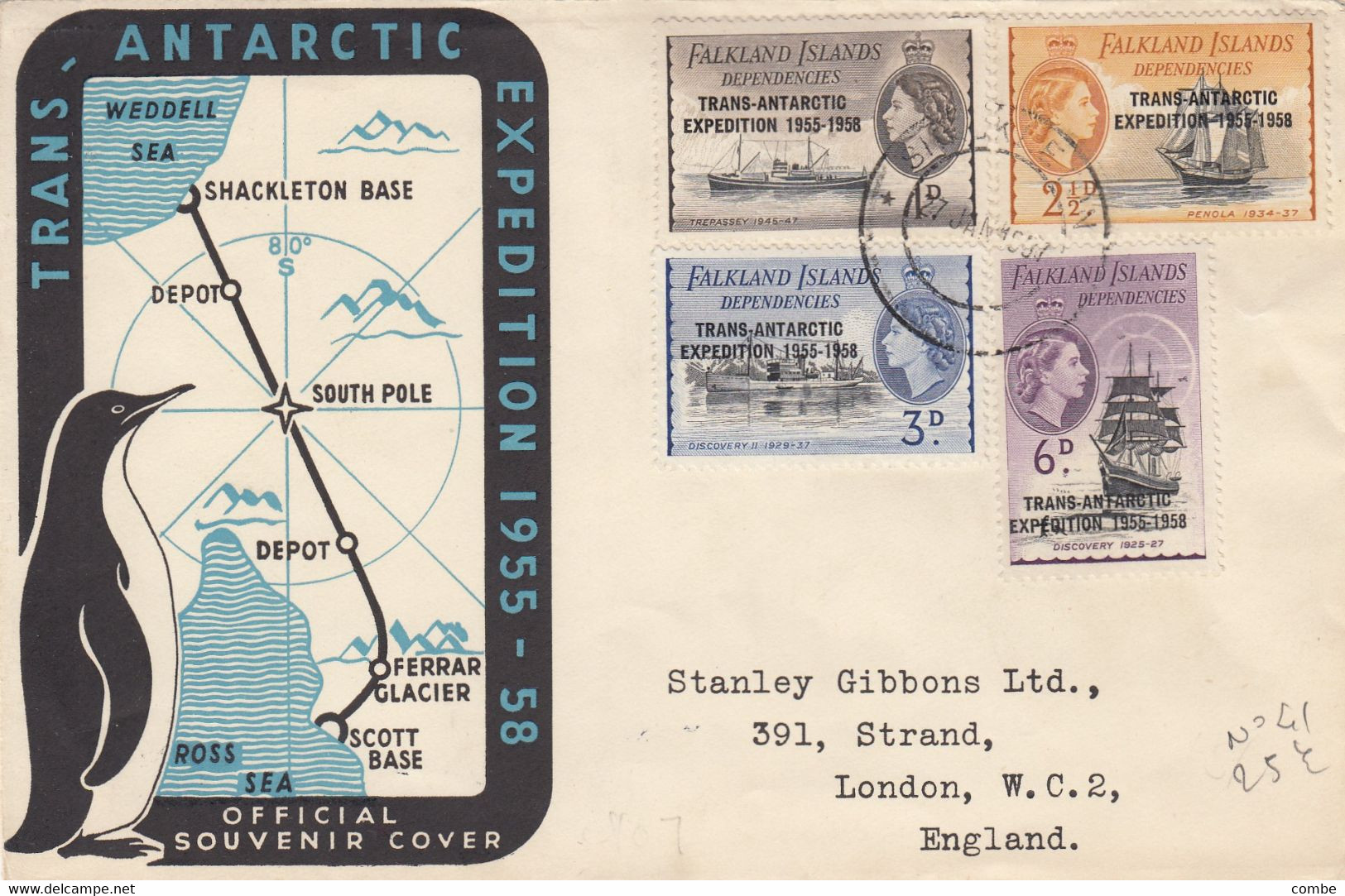 COVER. FDC. FALKLAND ISLANDS. TRANS-ANTARTIC EXPEDITION 1955-58 - FDC