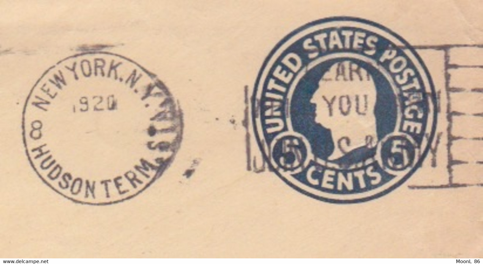 USA  - ENTIER POSTAL 1920 - US.POSTAGE -  CACHET New York - 1901-20