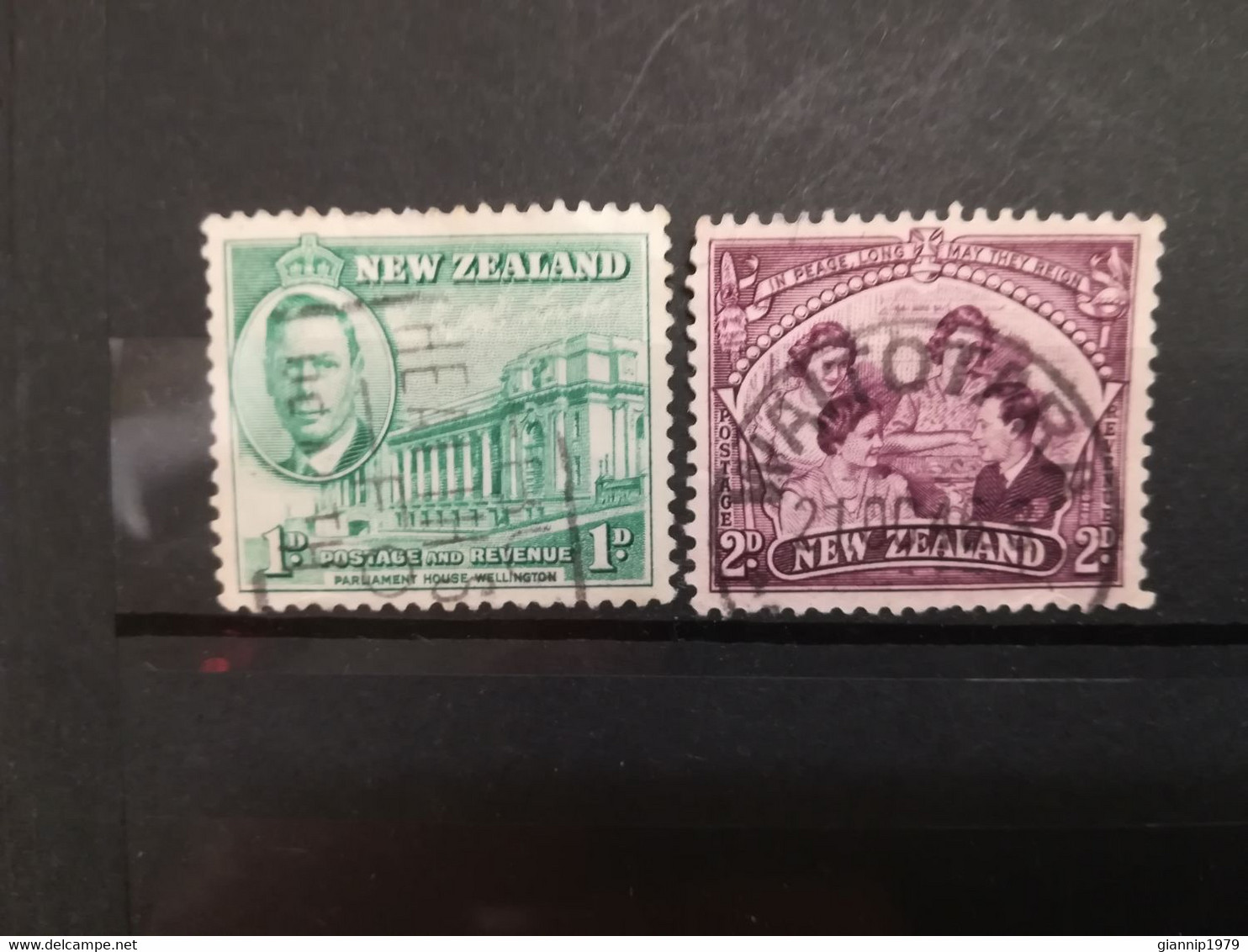 FRANCOBOLLI STAMPS NUOVA ZELANDA NEW ZEALAND 1946 USED SERIE PACE PEACE ROYAL FAMILY PARLIAMENT HOUSE OBLITERE' - Oblitérés