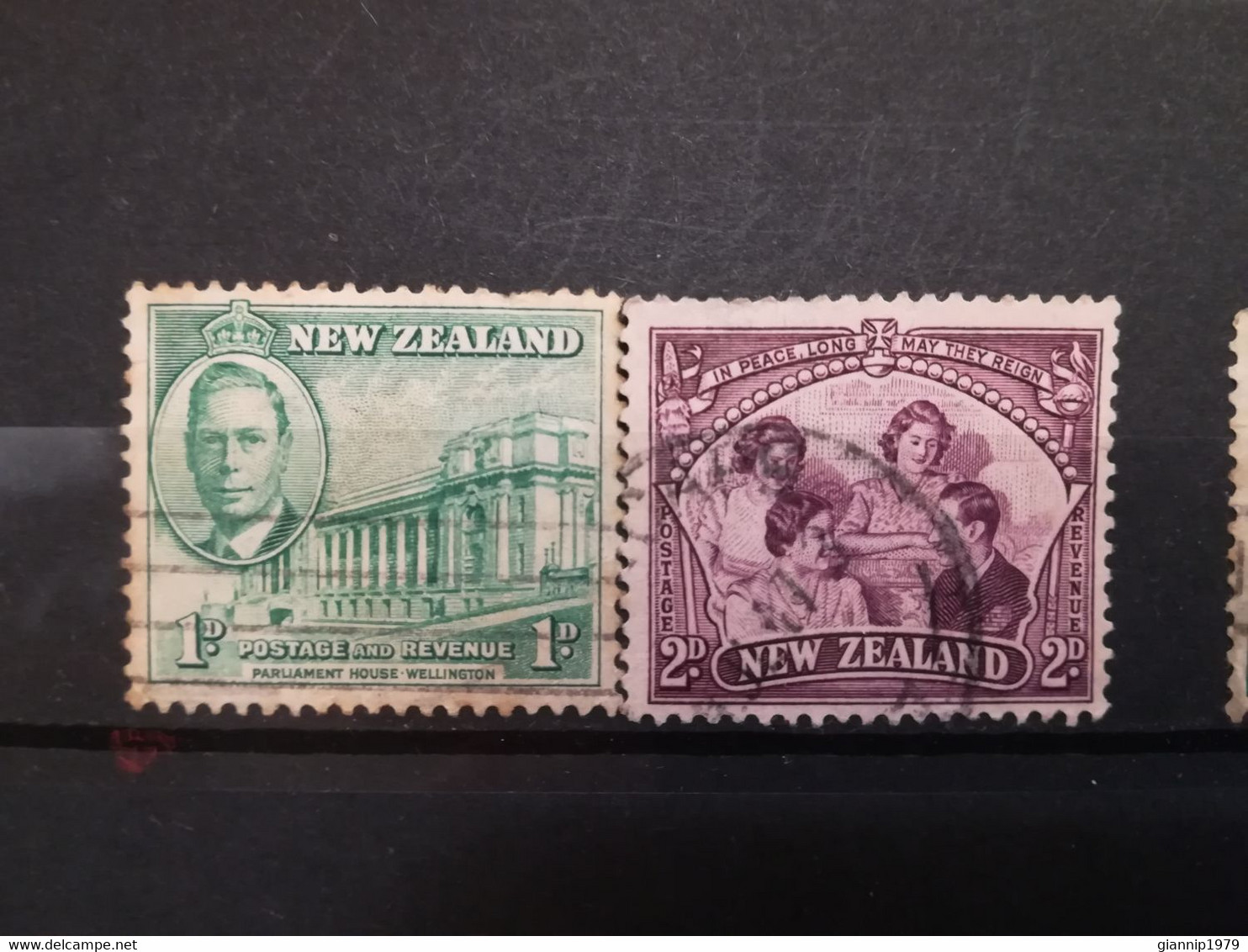 FRANCOBOLLI STAMPS NUOVA ZELANDA NEW ZEALAND 1946 USED SERIE PACE PEACE ROYAL FAMILY PARLIAMENT HOUSE OBLITERE' - Gebraucht