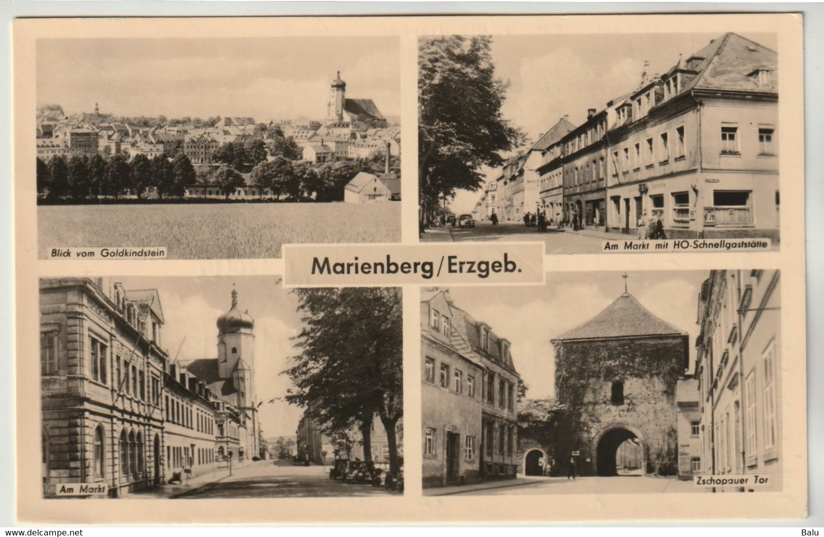 Marienberg / Erzgeb. Goldkindstein Markt HO-Schnellgaststätte Zschopauer Tor SW-MBK 1963 Postalisch Gelaufen, 2 Scans - Marienberg