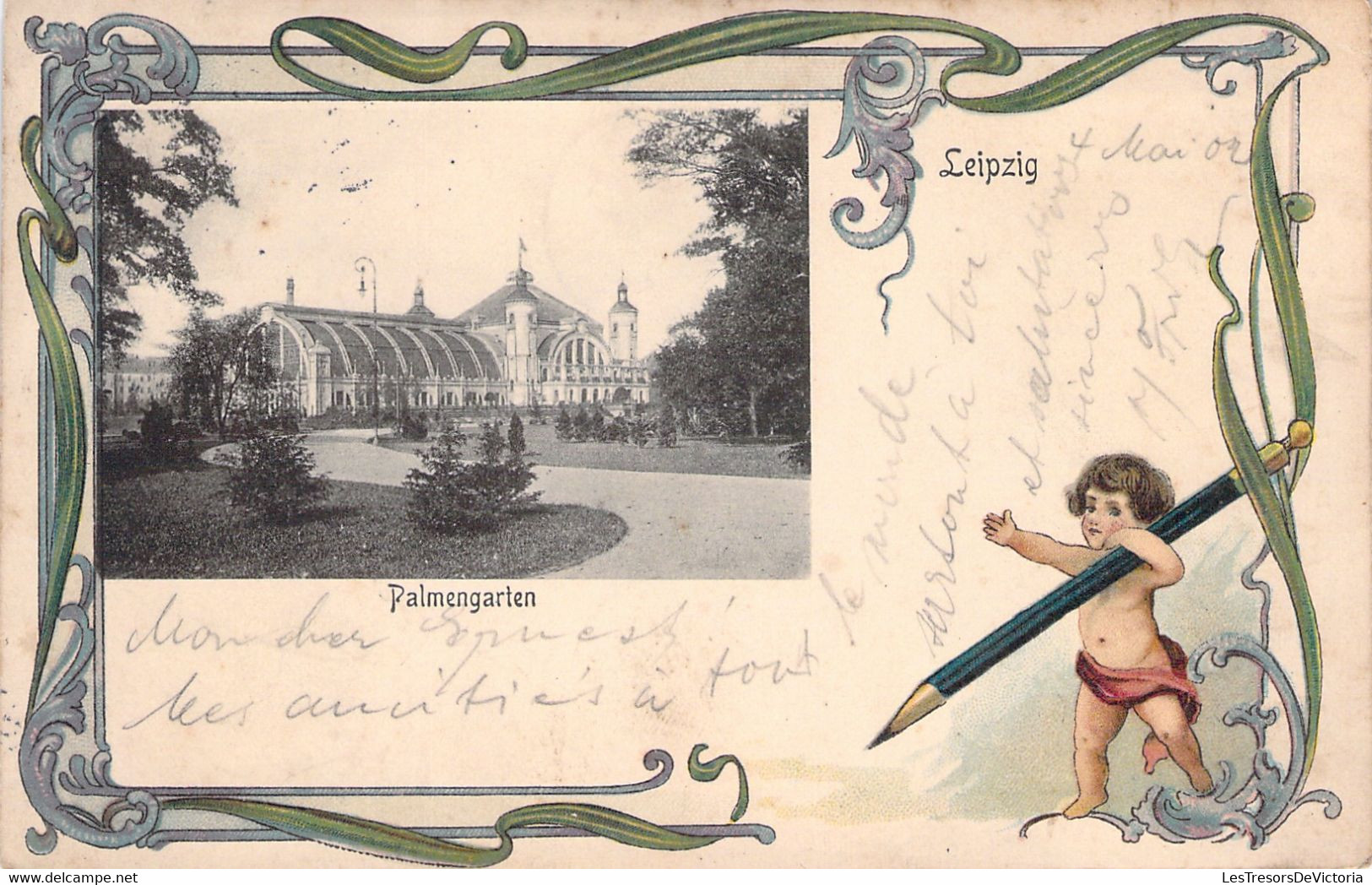 Leipzig - Palmengarten - Oblitéré à Binche En Mai 1902 - Dos Non Divisé - Rare! - Leipzig