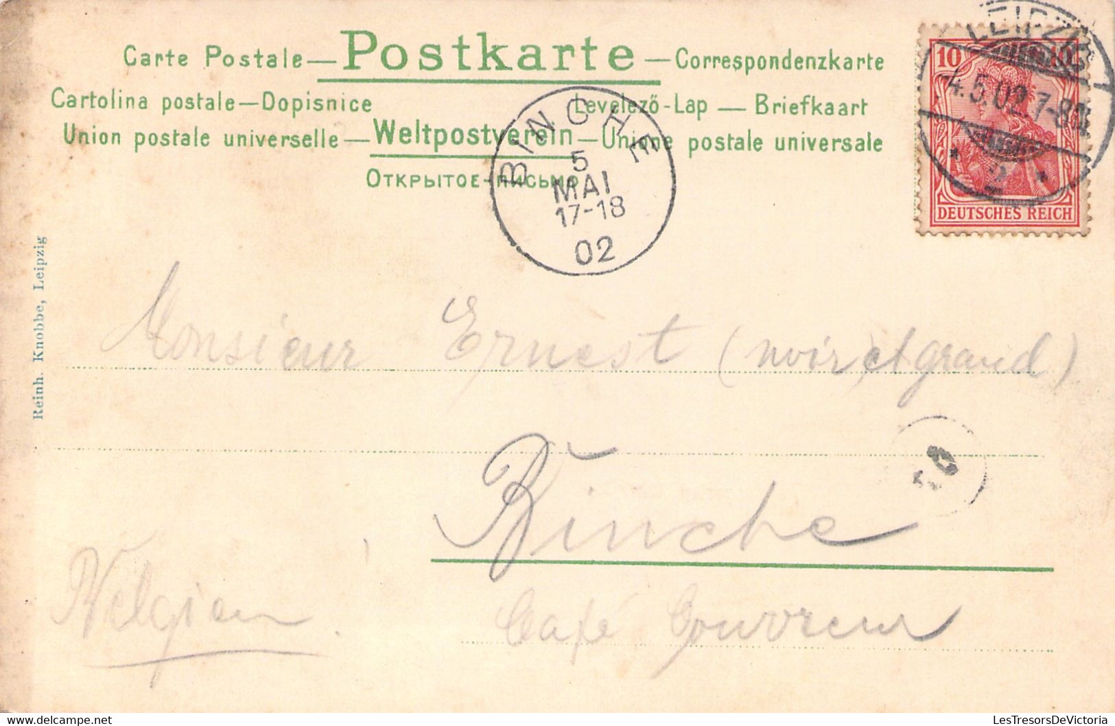 Leipzig - Palmengarten - Oblitéré à Binche En Mai 1902 - Dos Non Divisé - Rare! - Leipzig