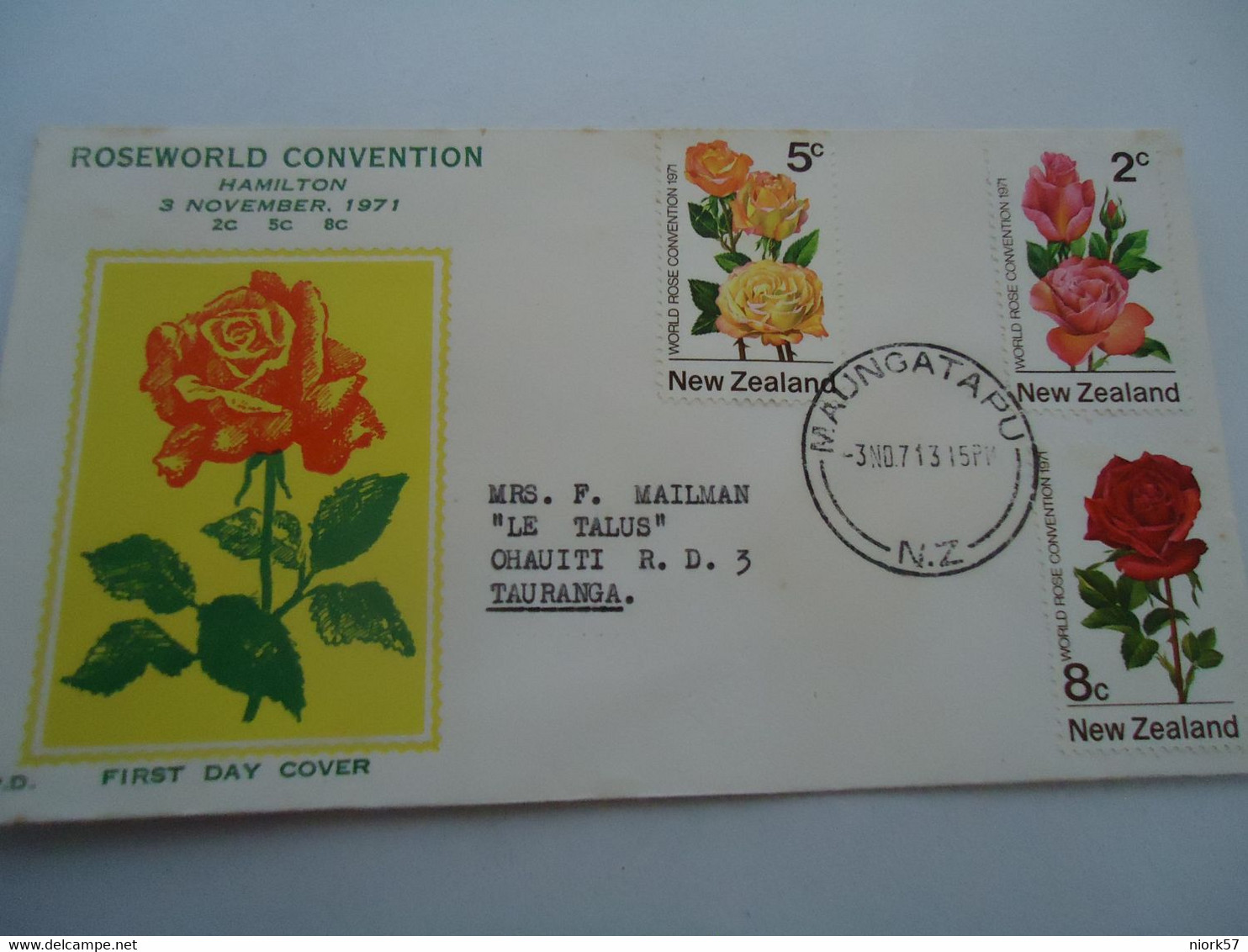 NEW ZEALAND  COVER  FDC 1971 FLOWERS ROSES - Rosas