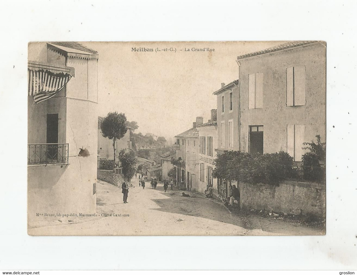 MEILHAN (L ET G) LA GRAND'RUE (CAFE DU PROGRES RESTAURANT ET PETITE ANIMATION)  1925 - Meilhan Sur Garonne