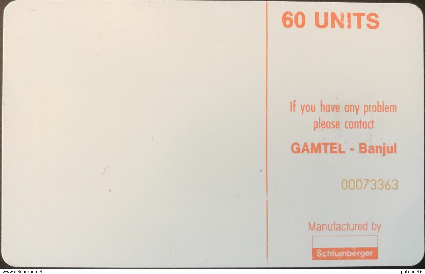 GAMBIE  -   Phonecard  -  GAMTEL  SC 7  -  Orange  -  60 Units - Gambia