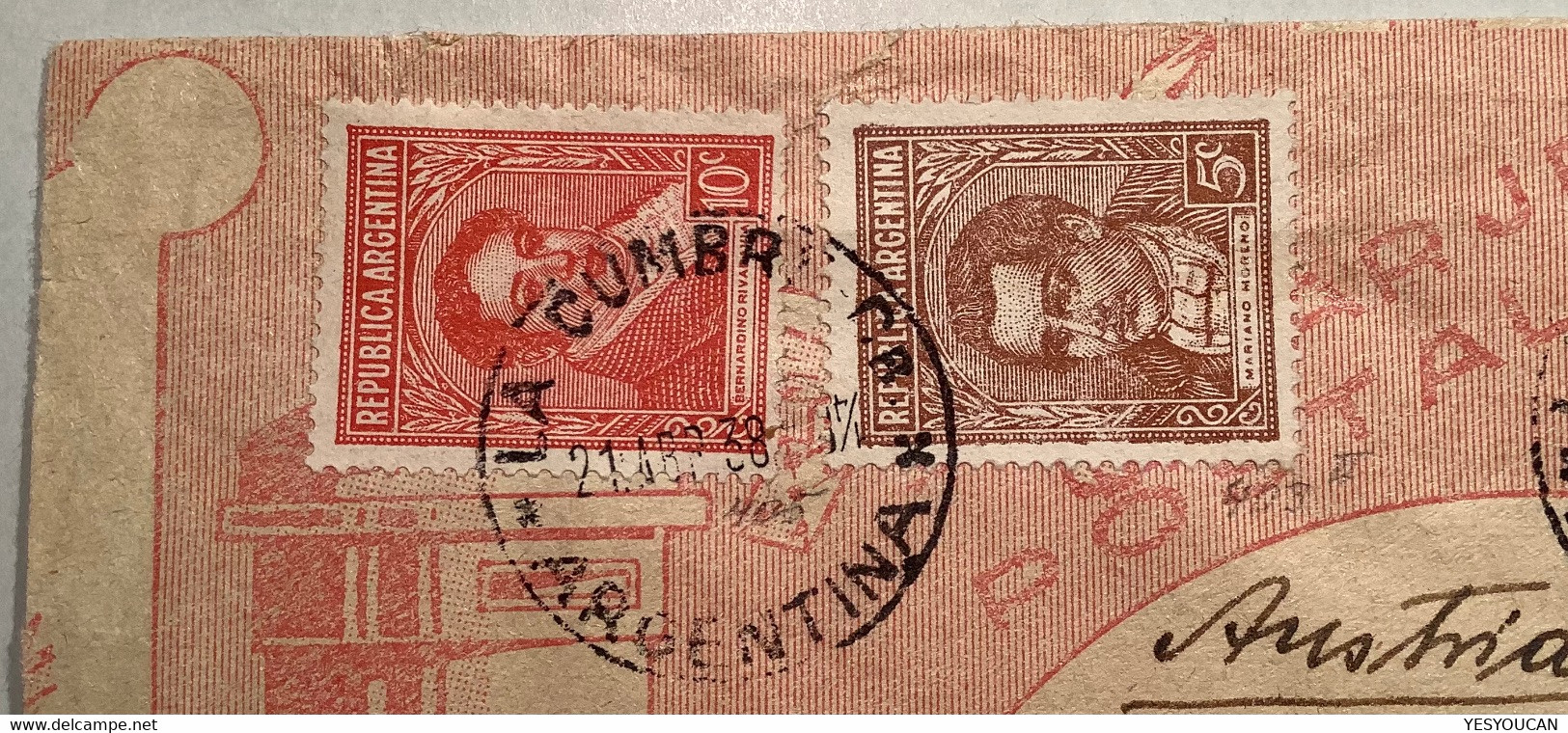 1938 RR !  “TARJETA POSTAL” ENVELOPE LA CUMBRE ARGENTINA>Graz(music Pigeon Telegraph Mailbox Cover Postal Stationery - Brieven En Documenten