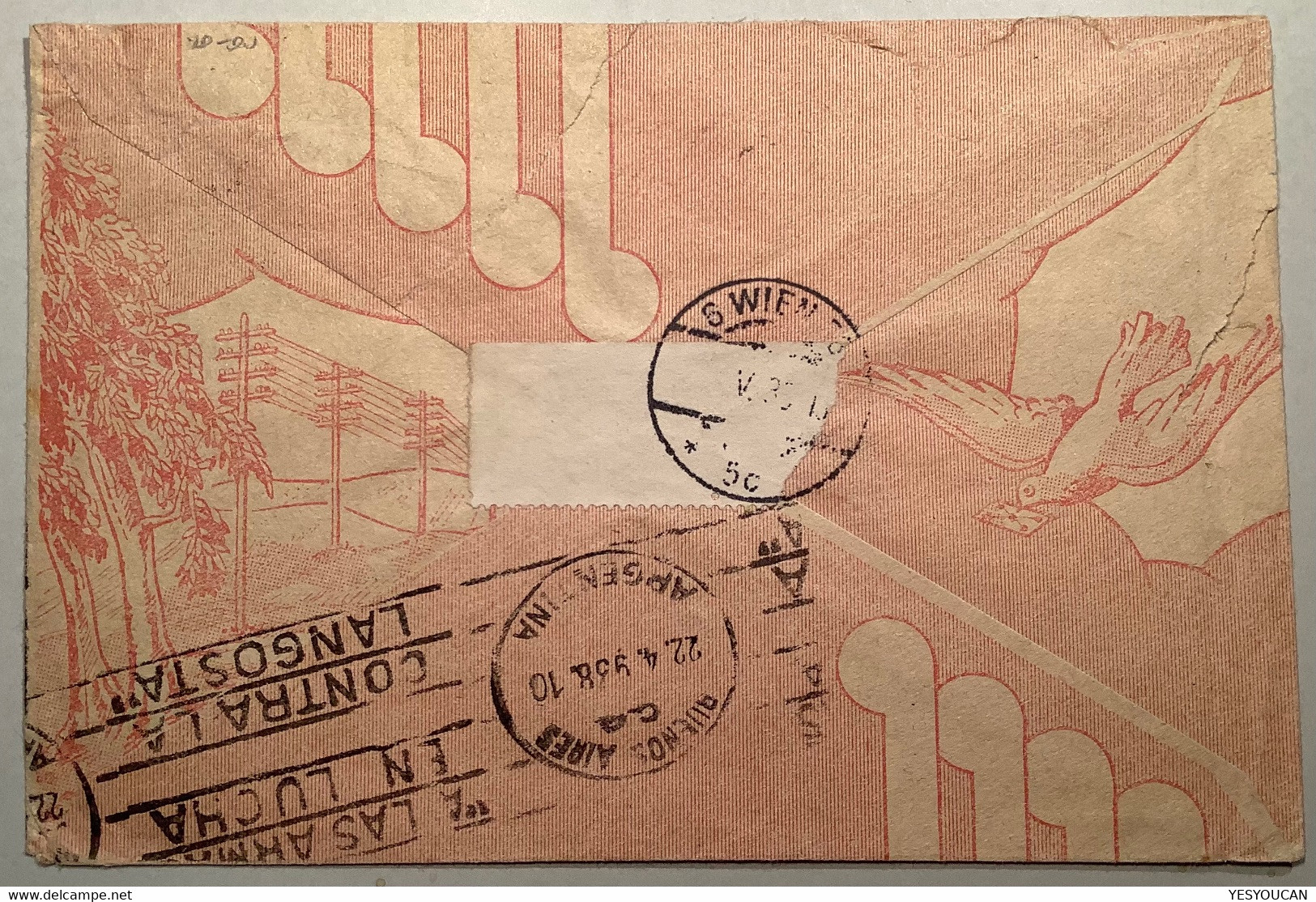 1938 RR !  “TARJETA POSTAL” ENVELOPE LA CUMBRE ARGENTINA>Graz(music Pigeon Telegraph Mailbox Cover Postal Stationery - Covers & Documents