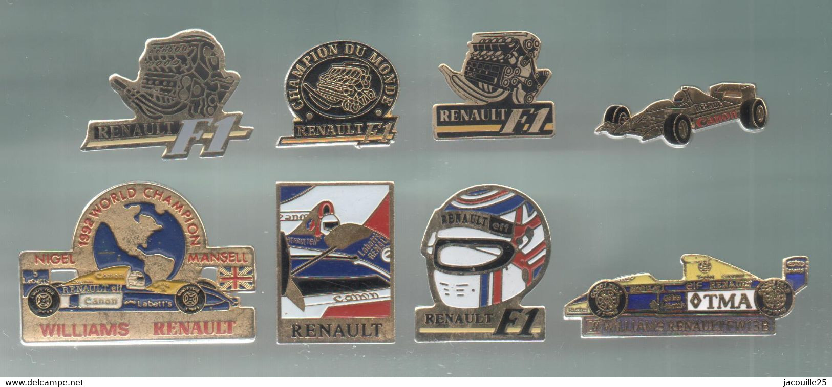 PINS PIN'S  AUTO 609 F1 FORMULE 1 RENAULT MOTEUR ELF WILLIAMS TMA MANSELL CANON LABATT'S LOT 8 PINS - F1