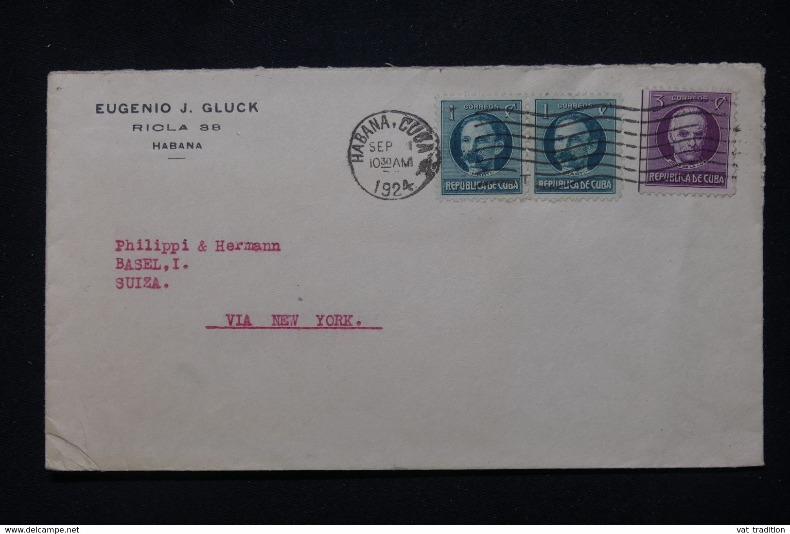 CUBA - Enveloppe Commerciale De Habana En 1924 Pour La Suisse Via New York - L 111634 - Briefe U. Dokumente
