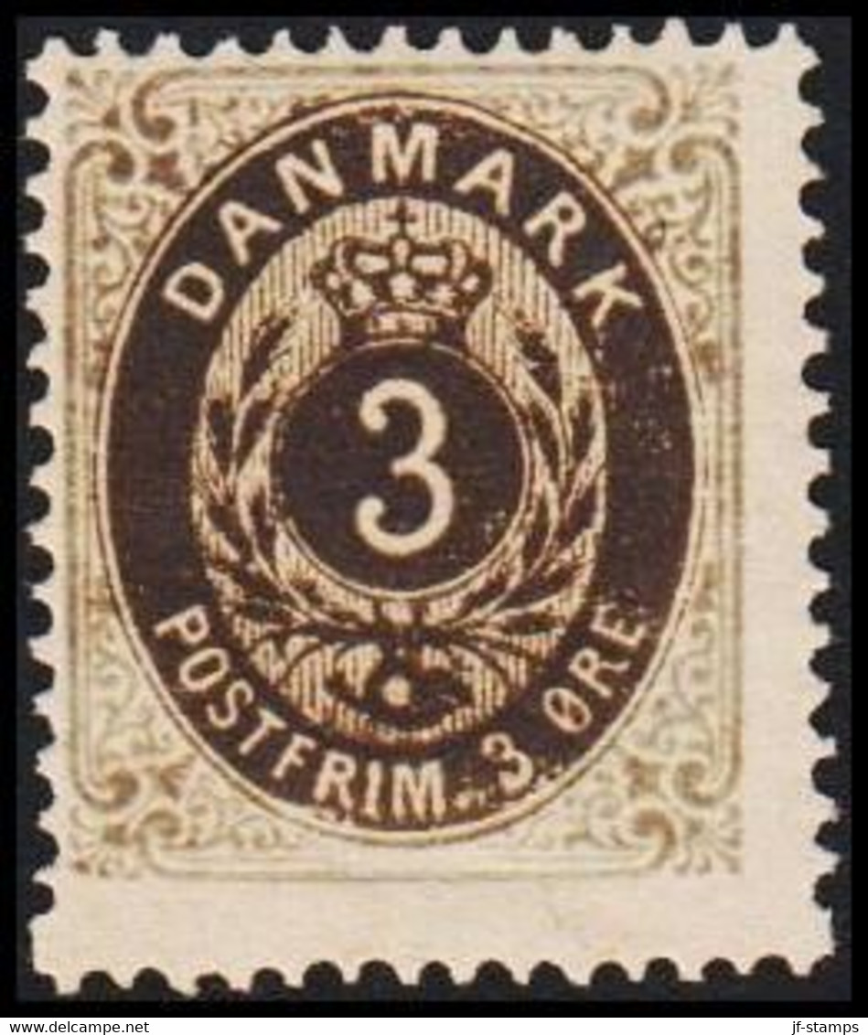 1875. Bi-coloured. 3 Øre Grey/light Ultramarine. Perf. 14x13½. Normal Frame Never Hinged. (Michel 22IYAa) - JF511772 - Nuovi